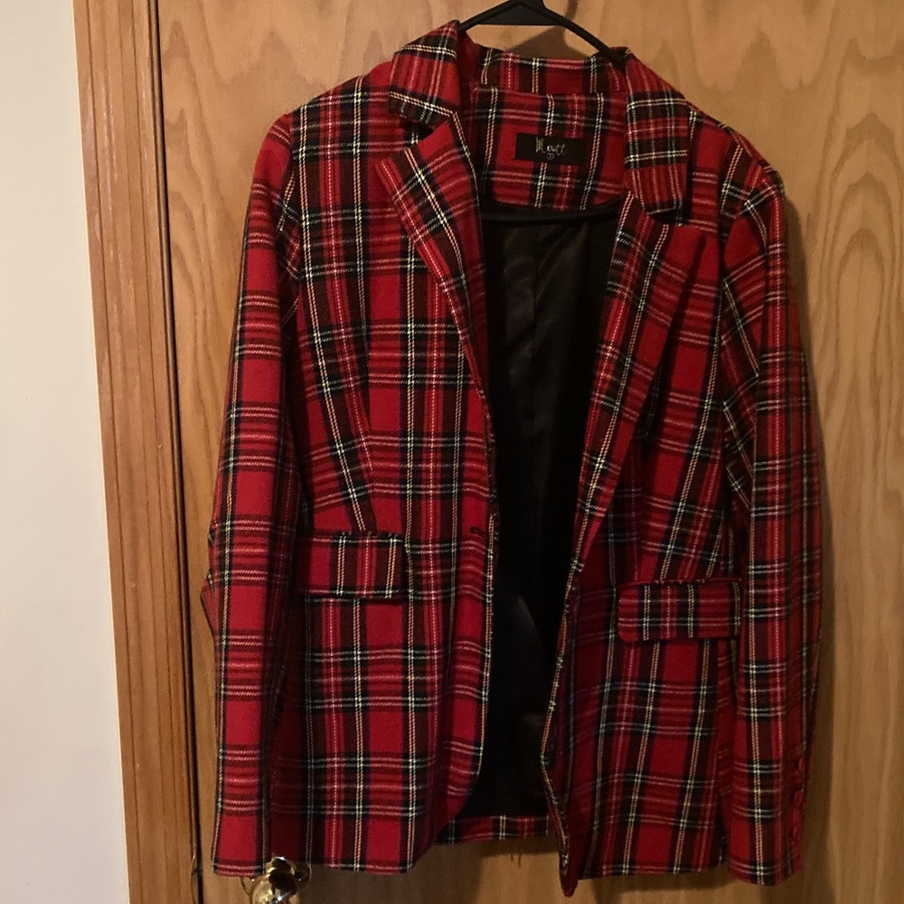 Red Plaid Blazer by K Collection